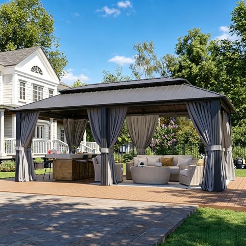 Aoxun 20Ft X 12Ft Hardtop Gazebo, Aluminum Metal Outdoor Gazebo