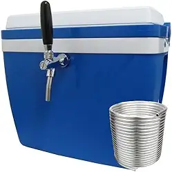 BDNET, Chopeira A Gelo 34L com Torneira Italiana Cromada, Serpentina 10m e Destrave para Barril 5L Azul