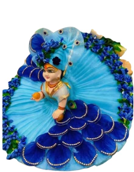 Laddu Gopal Pure White Sharad Purnima Poshak Heavy Designer Dress with Pagdi for Laddu Gopal Ji Janmaasthmi Special for Ladoo Gopal Ji (1, Sky Blue)-image-9