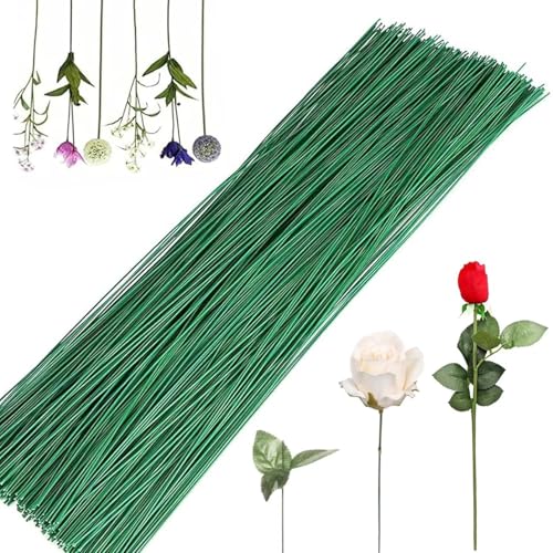 Fil de Fleurs Vert, Fil de Fleurs, Wires Floral Flowers, 50PCS Fil de Fer Fleur, Vert Tige Florale...