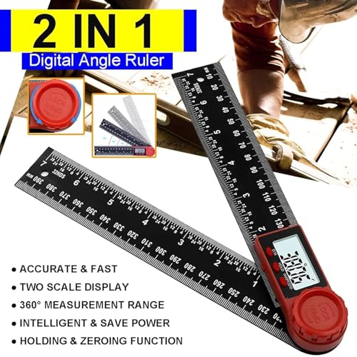 Image of XOYO Digital Angle Finder Protractor 2in1 Angle Finder Ruler | Digital Goniometer with 360 Rotating Angle | 0.01 Precision Angle Meter | LCD Display | Woodworking /Architecture /DIY /Carpentry