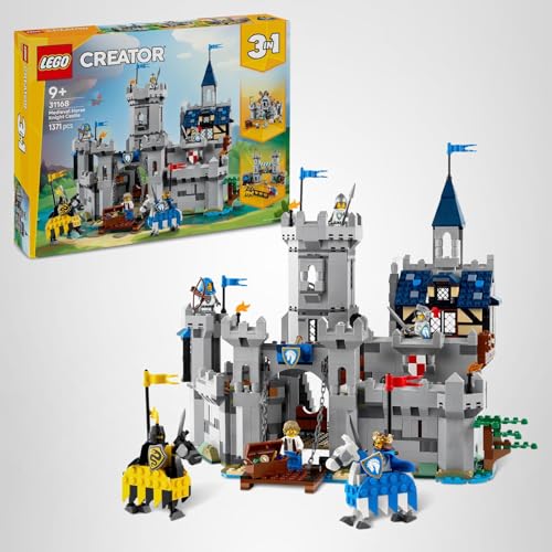 LEGO Creator 3in1 Medieval Horse Knight Castle Toy - Transforms into a Jousting Tournament Scene or a Town - incl. 6 Minifigures - Creative Gift for 9+ Year Old Boys & Girls - 31168 - 15