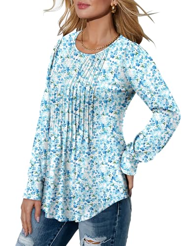 BETTE BOUTIK Long Sleeve Shirts for Women Fall Tops Dressy Blouses Crewneck Tunic Tops for Leggings S-3XL
