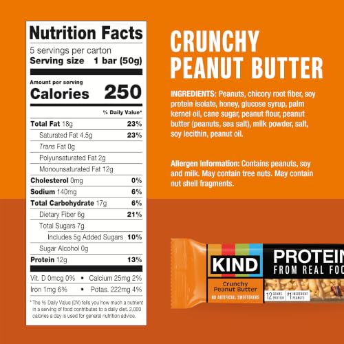 Image of KIND Protein Bars, Crunchy Peanut Butter, Gluten Free, Healthy Snacks, 12g Protein, 30 Count