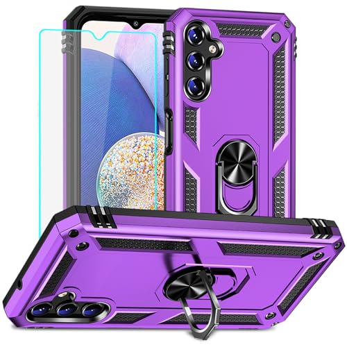 Yiakeng for Samsung A14 5G Case, Galaxy A14 5G Case with HD Screen Protector, Military Grade Protective Cases with Ring for Samsung Galaxy A14 5G (Purple)