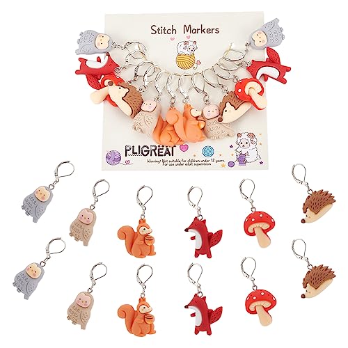 PLIGREAT 12 Stück Eichhörnchen Pilz Maschenmarkierer Stricken Niedliche...
