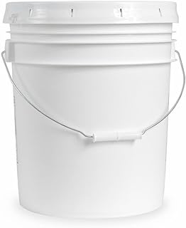 5 gallon Food Grade White Plastic Bucket with Handle & Lid - Set of 6