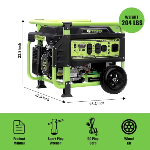 Portable Generator 13000 Watt,Gasoline Powered,Recoil/Electric Start, 12V-8.3A Charging Outlets, Home Back Up & RV Ready - Image 4