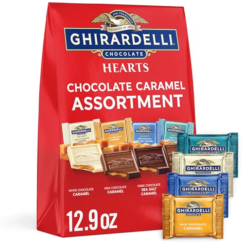 Image of GHIRARDELLI Chocolate Caramel SQUARES Assortment, 12.9 oz Bag Premium Milk, Dark, and White Chocolate with Luscious Caramel Filling