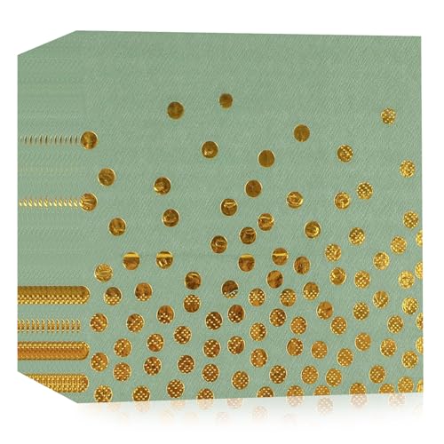 40 Stück Salbeigrün Geburtstag Servietten,33x33cm Papier Party Servietten für Mann Frau Mädchen Geburtstag Party Deko