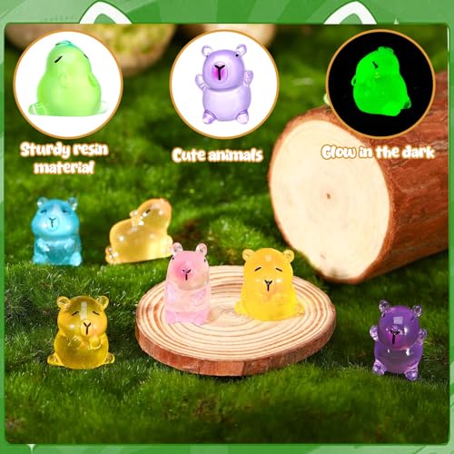 Image of 24pcs Miniature Toys, Blind Bag, Glow in The Dark Capybara Figures for Aquarium and Garden Decoration, Three-Dimensional Night Light Display Pieces, Blind Box Collectibles
