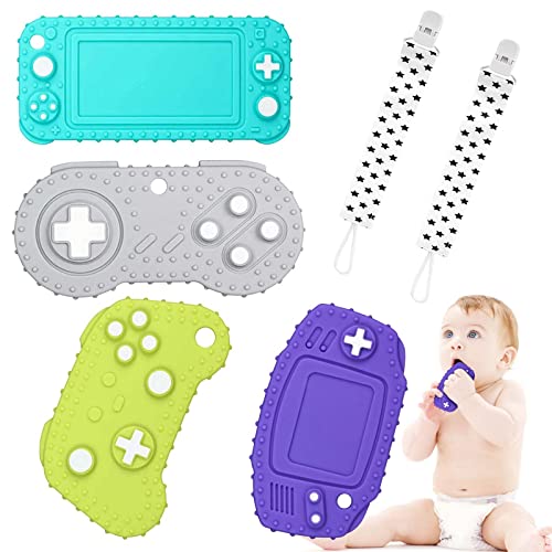 Image of Chuya Baby Teether,Remote Teething Chew Toy for Babies 3-12 Months(4 Pack),Silicone Baby Teething Toys for Infant Toddlers, BPA-Free, Game Controller Toy