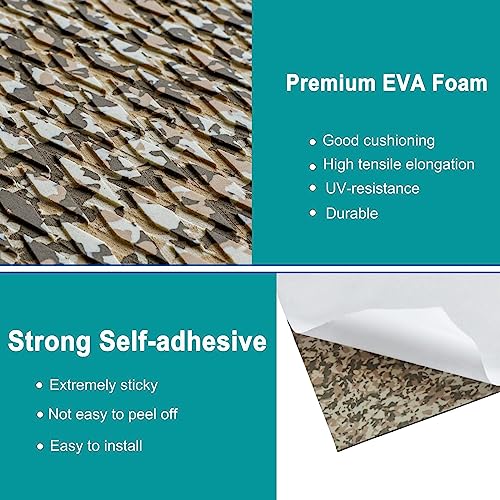 Image of Hjdeck EVA Foam Boat Decking Camo Boat Flooring Mat Marine Floor Carpet Self-Adhesive Non-Slip Boat Flooring DIY Trimmable Surfboard Traction Pad Kayak Yacht RV Flooring Swim Platform Pad