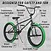 cubsala Freestyle BMX Bike, 20 Inch Kids Bicycle for 7-13 Years Old Kids and Beginner Level Rider, Black with Green Tires