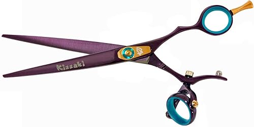 Miniatura 3 de Tijeras para el cabello Gokatana 7.0 pulgadas doble giratorio negro cereza B titanio tijeras de corte de pelo