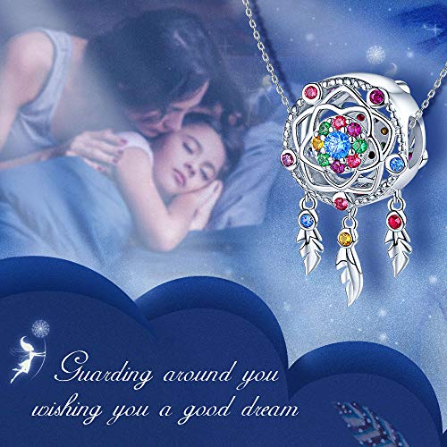 Forever Queen Dream Catcher Charm Fit Charms Bracelet 925 Sterling Silver Feathers Tassel Bead Charm With Colorful Stones Pendant For European Bracelets Necklace #TOP4