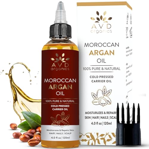 AVD Organics Argan Oil 120ml 100% Pure Moroccan Argan Oil for Hair Scalp & Nails | Natural Hydrating & Nourishing Oil for Shine Softness & Repair