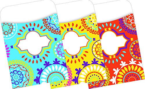 Barker Creek Peel & Stick Library Pockets, Moroccan, 3 Designs, Great for Holding Library, Index, and Flash Cards, Hall Passes, Recipes, and More! 3-1/2