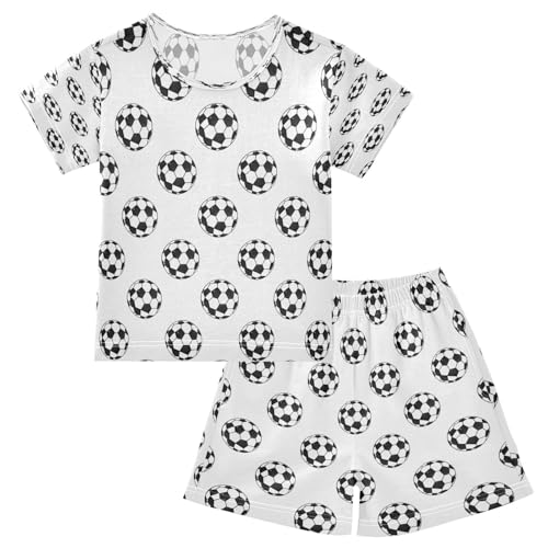 senya Short Sleeve Pajamas Sets Summer Cotton Sleepwear Black White Sketch Soccer