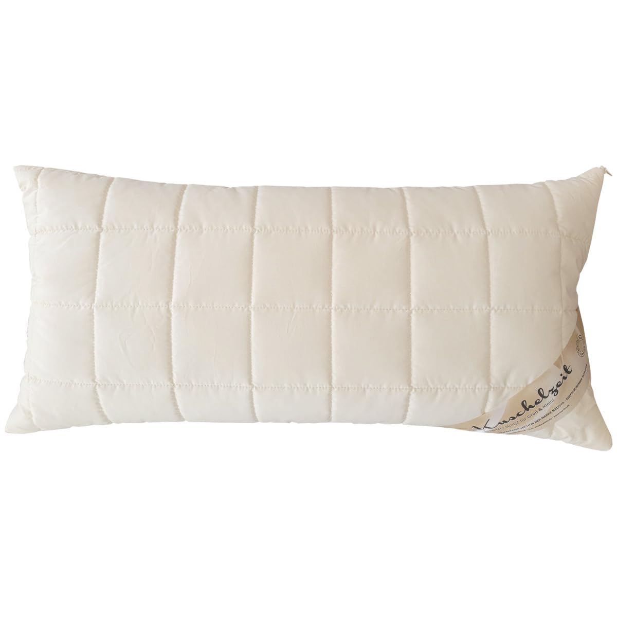 Höhenverstellbares Naturlatex-Flocken Nackenstützkissen in 40x80 cm mit separatem Innen-Kissen und unterstepptem KBA Bezug aus 100% Baumwolle - Made in Germany