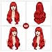 AISI QUEENS Long Red Wig with Bangs Wavy Red Wigs for Women Christmas Red Cosplay Wig Daily Party Use Heat Resistant Synthetic(26inch,Red)