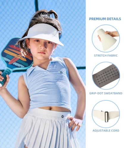 Image of SMILEYWORLD Kids Sun Visor Hats for Girls Boys, UPF 50+ Adjustable Cooling Sports Hat, Packable Visor for Tennis, Pickleball