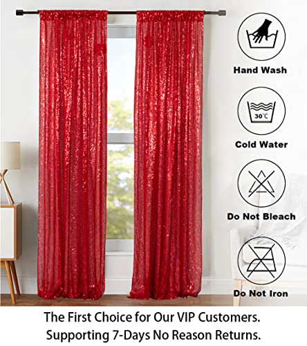 Cortinas Lentejuelas ShinyBeauty 2 Paneles Rojo 2FTx8FT miniatura 6