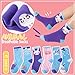 WELSOX Girls Kids Socks Gifts Cute Fun Crew Fashion Funny Novelty Soft Cotton Easter Bunny Socks 6 Pairs(Blue Rabbit,9-14 Years)