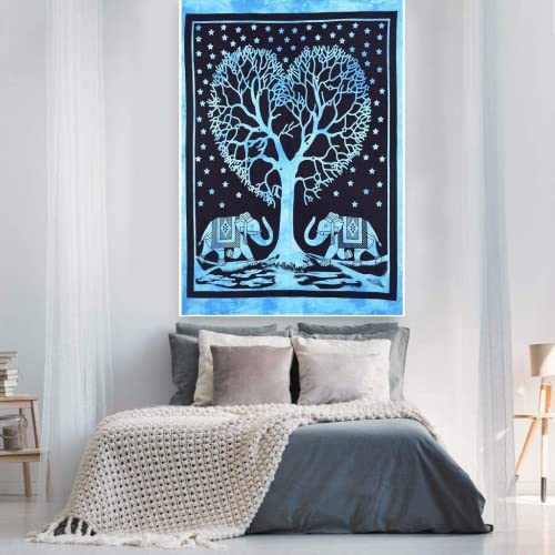 AVA Collections Petite tapisserie murale à suspendre - Motif éléphant - 101,6 x 76,2 cm - Bleu Cover