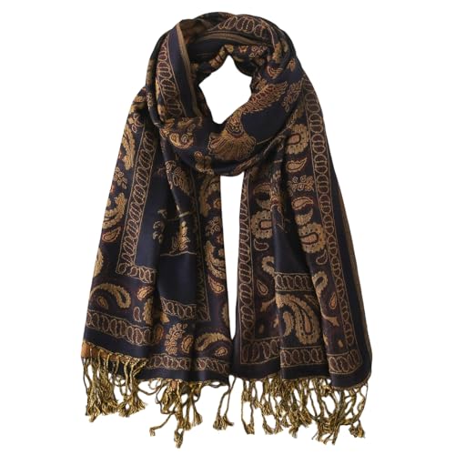 Reversible Paisley Pashmina Rave Scarf Shawl-Soft Silky Pashmina Wraps for Women Evening Dresses