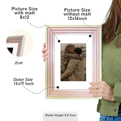 Image of Art Street Luxury Photo Frame for living room, Modern Step Design Photo Frames for Photograph, Art Work, Kids Room Set of 6 (12x16 Inch, Pink)