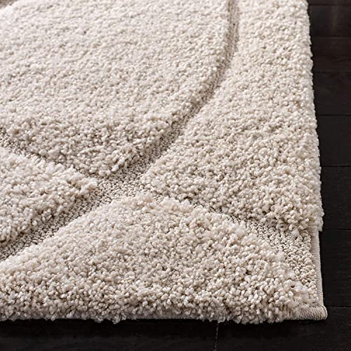 Image of Export Quality Microfiber Hand Woven Shaggy Carpet Collection with 2 inch Pile Height Carpet for Living Room & Hall Size 10x10 feet Round coular IvoryA