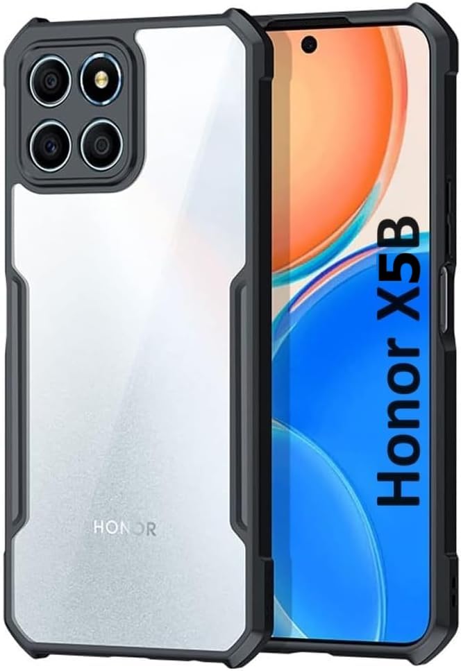 Zubitech Honor X5B / X5B Plus Clear Hard PC Back Cover Case with Shockproof Premium TPU Black Border 360 Degree Impact Resistant Camera lens Protection Transparent Cover For Honor X5B / X5B Plus
