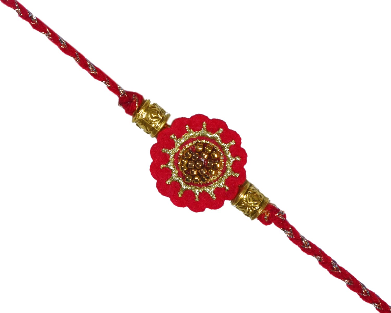 MASQ by Q-One SHUBH Designer Rakhi Set with Roli Chawal & Moli for Men (Red-Gold | Pack of 1) | Embroidered Handcrafted Raksha Bandhan Bracelet for Brother (B099Q36PG2) Amazon Price History, Amazon Price Tracker