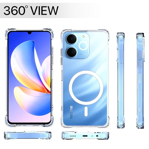 Image of Amazon Basics Back Cover for Realme Narzo 80 Lite 4G / Realme C71 5G Mag-Safe Shockproof PC + TPU Protective Case Magnetic Support Bumper Case (Transparent Mag-Safe)