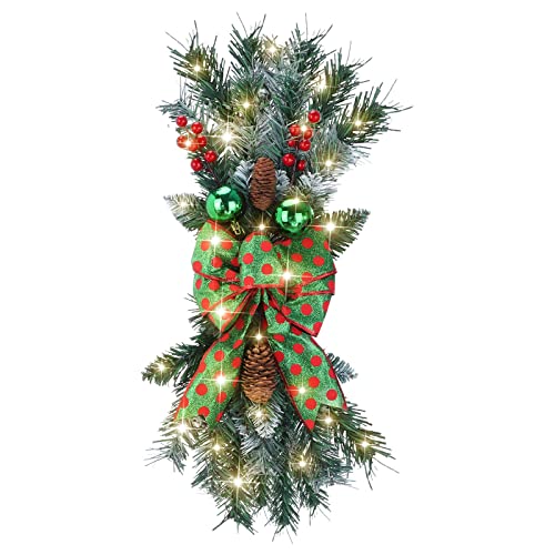 Couronnes de Noël sans fil pour escalier extérieur et intérieur sans prise