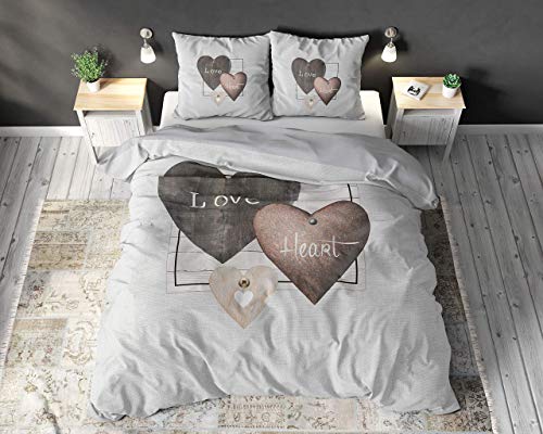 Sleeptime Bettwäsche 100% Baumwolle Liebesherzen, 240 x 220cm, + 60 x...