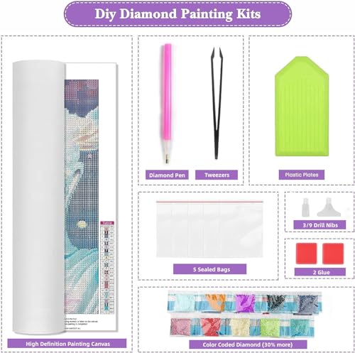 Diamond Painting Kit Complet Idée Cadeau | Mosaïque Strass Carrés 70x125cm - 6