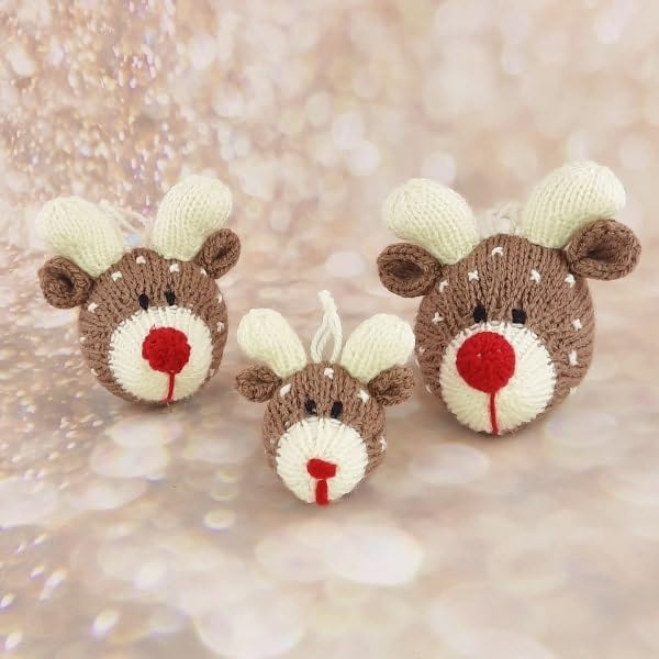 Knitting by Post Knitting Pattern Leaflet for Hanging Reindeer Decorations Christmas Decoration Soft Toy A5 Leaflet