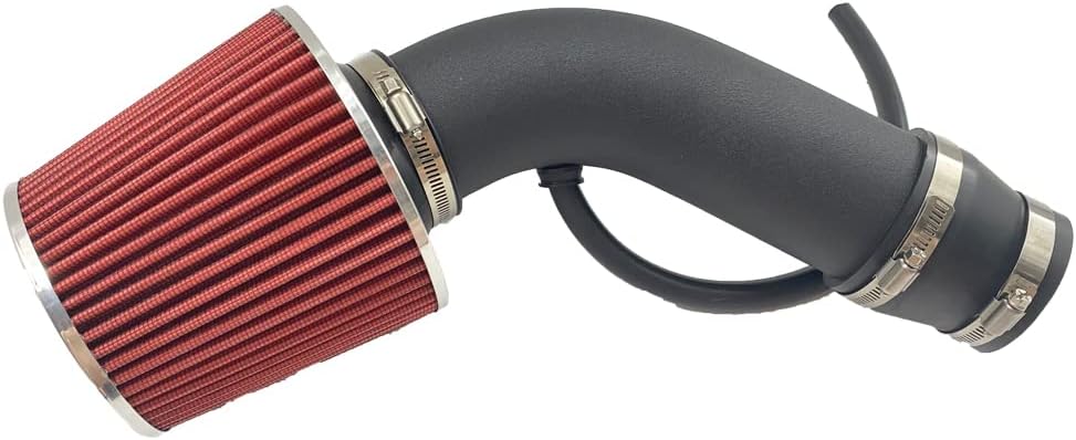 MOOSUN 3" Universal Cold Air Intake Kit Intake Pipe Kit Aluminium Automotive Air Intake Air Filter Induction Flow Hose Pipe Kit Red Filter