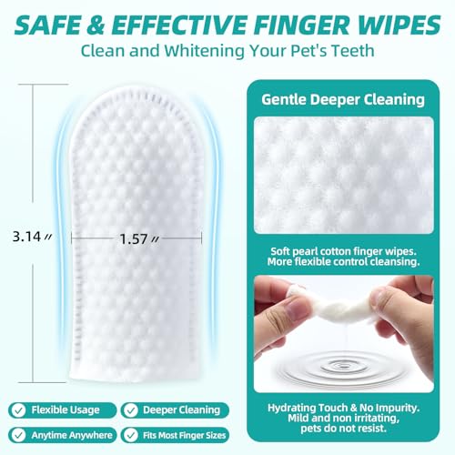 Image of Ear Cleaner Finger Wipes for Dogs & Cats - Gently Remove Ear Wax Debris Sooths & Deodorizes, Relieve Ear Itching & Inflammation, Natural Ingredients Fresh Coconut Scent 150 Pcs