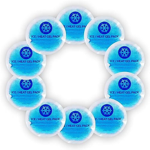 Image of EverOne Round Reusable Gel Ice Pack with Cloth Backing for Hot & Cold Therapeutic Use, First Aid, Injuries, Breastfeeding, 10 Count