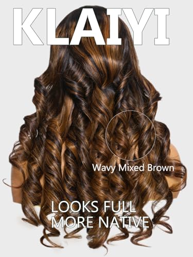 Image of KLAIYI Ombre Brown Body Wave Lace Front Wigs Human Hair Highlight Balayage 13x4x1 T Part Ear to Ear Lace Wig Pre Plucked with Baby Hair Easy to Wear and Go Wigs for Black Women Natural Hairline 20Inch