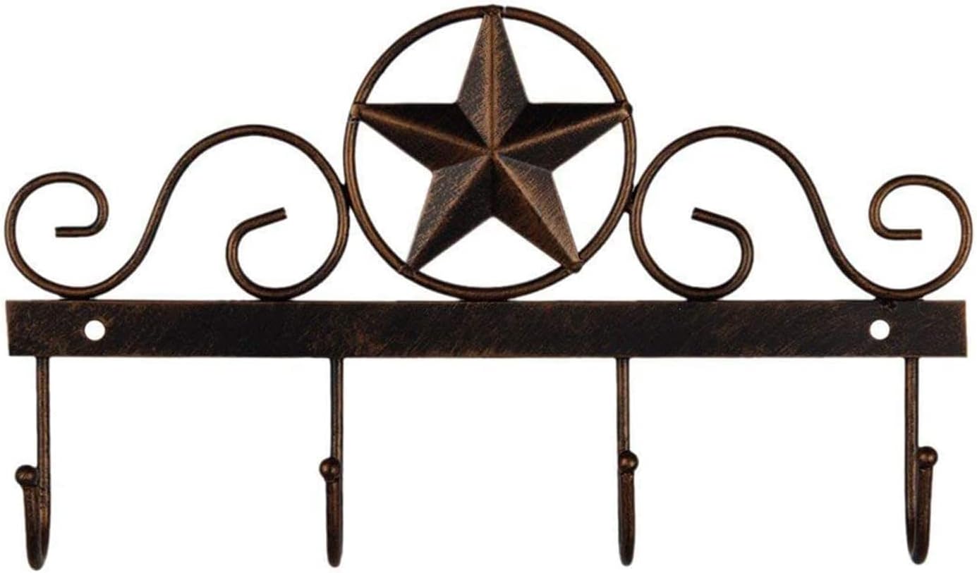 Amazon.com: EBEI Metal Barn Star Key Rack Holder Wall Mounted Metal ...