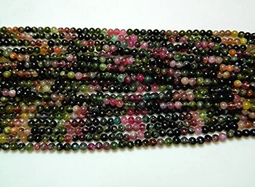 Perles rondes lisses en tourmaline naturelle haut de gamme 14 pouces