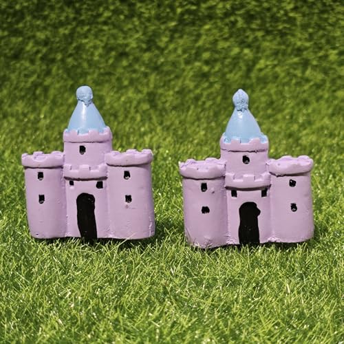 Image of Miniature Cute Castle Set of 2 for Fairy Garden Dollhouse Terrarium Aquarium Decor Resin Castle Figurines for Mini Garden Home Decor Kids Room Gift