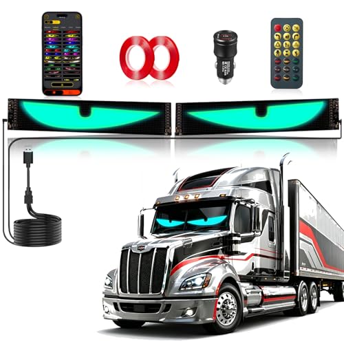 Led Eyes for Car Windshield 2PCS - 23.42x4.72In Programmable Flexible Display Lights One Click Dual Screen Synchronization App/Remote Control USB Powered Led Windshield Eyes for Cars/Trucks/SUVs