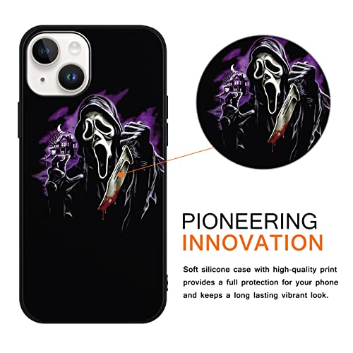 2 × Cool Phone Case For Iphone 14 Plus Case Silicone 6.7", Scream Horror Movie Printed, Cute Skull Pattern Design For Women Men Boys Girls, Soft Black Cases Funda Para Iphone14 Plus, Ghost Face #TOP2