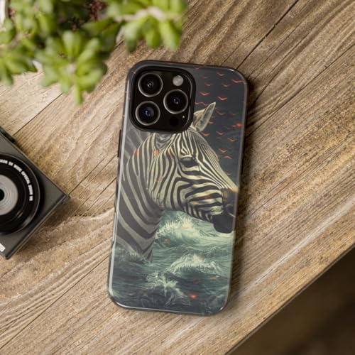 Coque rigide iPhone 16 Pro Max noire motif zèbre eau et braises - 4