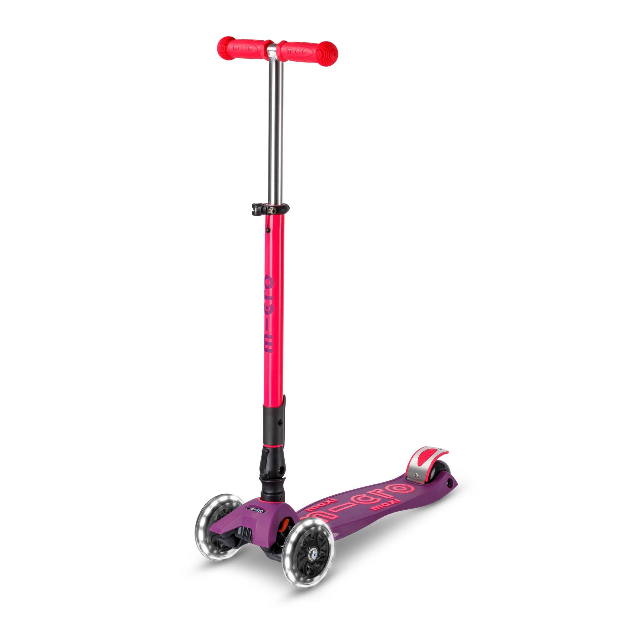 Micro® | Maxi Deluxe Plegable LED | Patinete 3 Ruedas Niños | Altura Regulable | Ruedas con iluminación LED | Rodamientos ABEC9 | 5-12 Años | Niños y Niñas